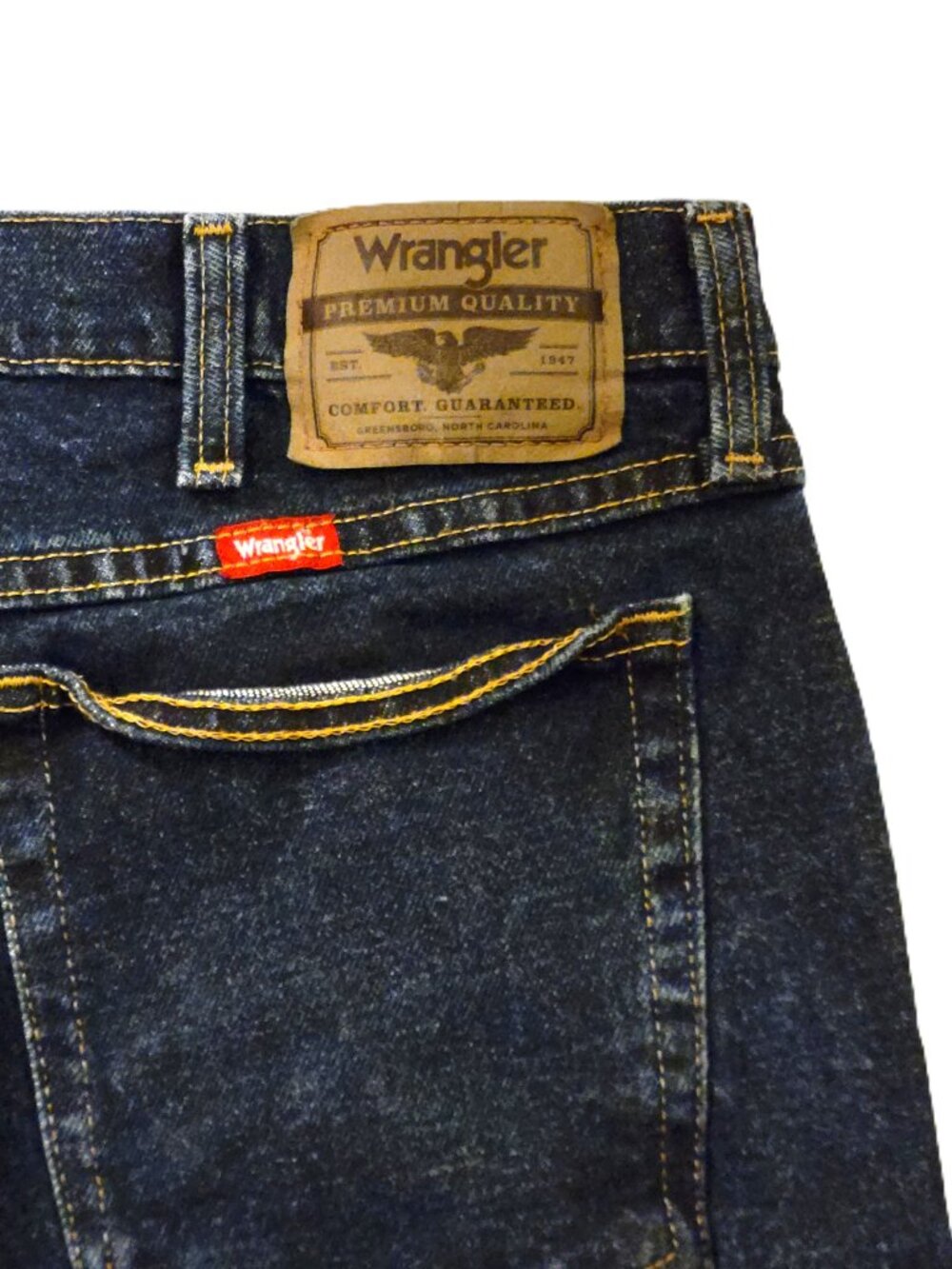 Wrangler Premium Quality Jeans Mens 32x29 Deep Indigo Blue Stretch Straight